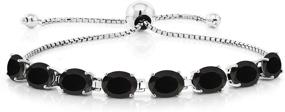 img 2 attached to Gemstone King 925 Sterling Silver Black 💎 Onyx Tennis Bracelet Earrings Set - Adjustable, 11.60 TCW