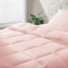 img 3 attached to 🌸 mDesign Light Pink Twin All-Season Down Alternative Comforter - Quilted Duvet Insert or Stand-Alone Comforter - Plush Microfiber Fill, Box Stitched - Machine Washable