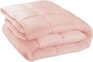 🌸 mdesign light pink twin all-season down alternative comforter - quilted duvet insert or stand-alone comforter - plush microfiber fill, box stitched - machine washable logo