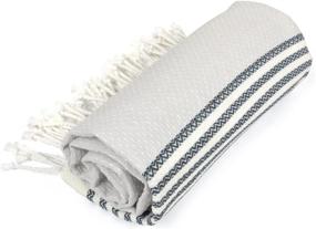 img 2 attached to DII Peshtemal Turkish Navy Stitched Stripe Towel: Super Soft, Absorbent, Oversized bath Towel, Throw, and Blanket with Fringe for Chair, Couch, Picnic, Camping, Beach, Yoga, Pilates, and Everyday Use