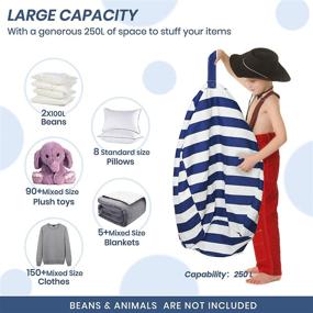 img 1 attached to 🛋️ JS HOME Extra Large Bean Bag Chair Cover: Ultra Soft 38'' Navy Blue Cover for Kids and Adults - Organize Children's Plush Toys and More!