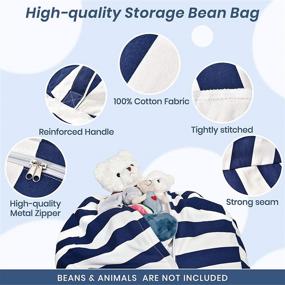 img 3 attached to 🛋️ JS HOME Extra Large Bean Bag Chair Cover: Ultra Soft 38'' Navy Blue Cover for Kids and Adults - Organize Children's Plush Toys and More!