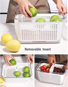 img 1 attached to Cedilis 3 Pack Plastic Produce Saver Container: Vegetable and Fruit Storage Bins with Divider, Fridge Organizer Box – White (Not Dishwasher Safe)