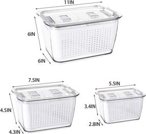 img 3 attached to Cedilis 3 Pack Plastic Produce Saver Container: Vegetable and Fruit Storage Bins with Divider, Fridge Organizer Box – White (Not Dishwasher Safe)