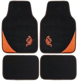 img 2 attached to Universal Fit Embroidery Butterfly Car Floor Mats – Flying Banner (Set of 4, Black with Orange) – Ideal for SUVs, Trucks, Sedans, Vans