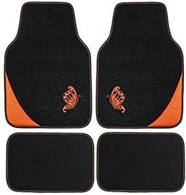 img 3 attached to Universal Fit Embroidery Butterfly Car Floor Mats – Flying Banner (Set of 4, Black with Orange) – Ideal for SUVs, Trucks, Sedans, Vans