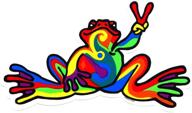 quirky multicolored peace frogs retro 🐸 frog sticker - small size for vibrant appeal logo