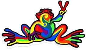 img 1 attached to Quirky Multicolored Peace Frogs Retro 🐸 Frog Sticker - Small Size for Vibrant Appeal