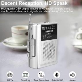 img 3 attached to SEMIER Compact Personal Walkman Cassette Tape Player/Recorder with Built-in Speaker and Earphones - Silver, AM FM Radio Stereo - Portable Cassette Player/Recorder