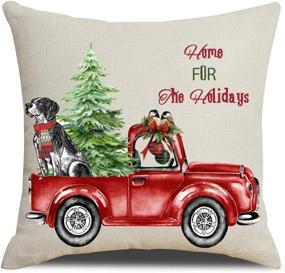 img 3 attached to 🎄 Artmag 16x16 Christmas Throw Pillow Covers - Festive Farmhouse Xmas Decor for Couch Sofa - Set of 4