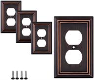 🏡 enhance your home décor with sleeklighting's pack of 4 decorative oil rubbed bronze wall plate outlet switch covers - various styles available: decorator, duplex, toggle, and combo - size: 1 gang duplex логотип