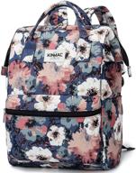 🎒 kinmac waterproof laptop backpack: stylish camellia design for 15.6 inch laptops - ideal for men, women, students, and travel logo