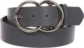 img 2 attached to Round Double Circle Buckle Leather Women's Accessories and Belts