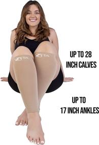 img 1 attached to Zeta Sleeve 3XL: Wide Plus Size Calf Compression with Soothing Gradient Support, Swelling & Pain Prevention, Edema & DVT Relief, Large Cuffs, Stretchable up to 28 Inches, Unisex (Nude)