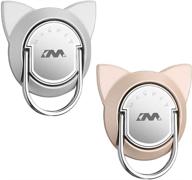 📱 cat phone ring stand for magnet car mount - secure grip for iphones, samsung & tablets | 2 pack (silver & gold) logo