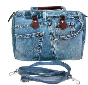 img 3 attached to Bijoux De Ja BL070: Stylish Large Blue Denim Doctor Style Handbag with Top Handle and Shoulder Strap
