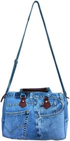 img 1 attached to Bijoux De Ja BL070: Stylish Large Blue Denim Doctor Style Handbag with Top Handle and Shoulder Strap