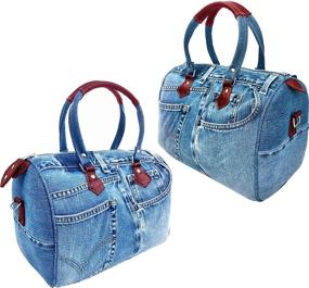 img 2 attached to Bijoux De Ja BL070: Stylish Large Blue Denim Doctor Style Handbag with Top Handle and Shoulder Strap