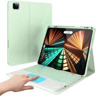 🔎 ipad pro 12.9 case keyboard: slim folio stand cover - touchpad 7 colors backlit keyboard for apple ipad pro 5th/4th/3rd - green logo