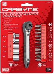 img 4 attached to 🔧 Набор мини-гиков CARBYNE из 17 предметов с рожковым ключом и отверткой с двойной приводной головкой 1/4 дюйма, набор из стали CR-V и головок