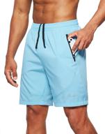 🩳 top-rated pudolla men's workout running shorts with convenient zipper pockets логотип