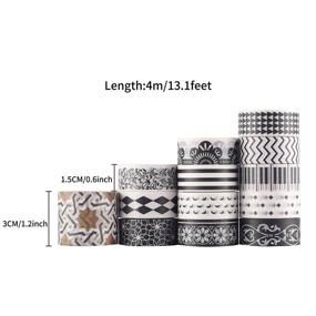 img 3 attached to 🎁 27-Piece Washi Tape Set for DIY Gift Wrapping, Scrapbooking, and Crafts - Sticky Adhesive Paper Masking Tape with Lovely Printed Patterns and Long-Lasting Colors