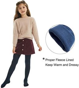 img 3 attached to 🧦 MANZI Fleece Lined Tights for Girls, Thick Footed Tights, Age 2-10, Ultra-soft, 2 Pairs, 400-Denier