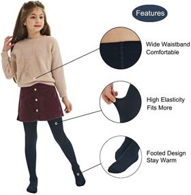 img 2 attached to 🧦 MANZI Fleece Lined Tights for Girls, Thick Footed Tights, Age 2-10, Ultra-soft, 2 Pairs, 400-Denier