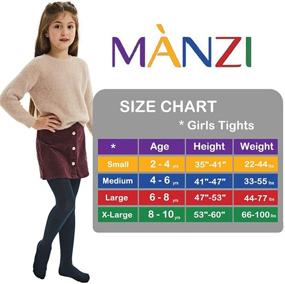 img 1 attached to 🧦 MANZI Fleece Lined Tights for Girls, Thick Footed Tights, Age 2-10, Ultra-soft, 2 Pairs, 400-Denier