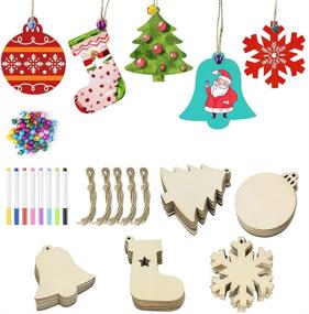 img 4 attached to Set of 50 Wooden Christmas Ornaments Unfinished | DIY Crafts for Kids | Blank Wood Slices for DIY Ornament Making | 5 Styles | Holiday Hanging Decorations & Centerpieces