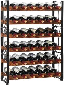 img 4 attached to X-cosrack Stackable Rustic 36 Bottle Wine Rack - Freestanding Floor Wine Holder Stand | Separate 🍷 or Stacked | 6 Tier Wobble-Free Wine Display Storage Shelf for Kitchen | 24.5''L x 8.6''W x 33.4''H