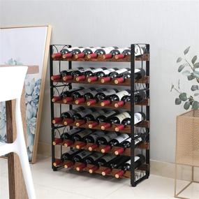 img 1 attached to X-cosrack Stackable Rustic 36 Bottle Wine Rack - Freestanding Floor Wine Holder Stand | Separate 🍷 or Stacked | 6 Tier Wobble-Free Wine Display Storage Shelf for Kitchen | 24.5''L x 8.6''W x 33.4''H