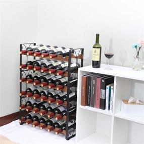 img 2 attached to X-cosrack Stackable Rustic 36 Bottle Wine Rack - Freestanding Floor Wine Holder Stand | Separate 🍷 or Stacked | 6 Tier Wobble-Free Wine Display Storage Shelf for Kitchen | 24.5''L x 8.6''W x 33.4''H