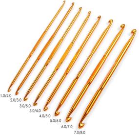 img 2 attached to 🧶 Набор крючков для вязания BENBO: 8 штук двухсторонних крючков, алюминиевые спицы для вязания свитеров в чехле для хранения - набор инструментов для рукоделия, шитья и ткачества, 1-8 мм.
