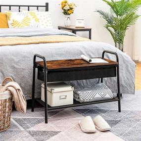 img 2 attached to HOOBRO Shoe Storage Bench with Flip Top, Entryway Shoe Rack Bench with Storage and Mesh Shelves in Rustic Brown - Strong Stability, Easy Assembly, Ideal for Hallway, Living Room, Bedroom - Model BF73HX01