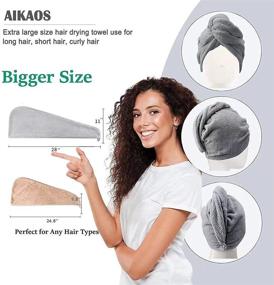 img 3 attached to 👩 AIKAOS Microfiber Hair Towel Wraps for Women, 3 Pack - Super Absorbent Quick Dry Hair Turbans for Curly, Long & Thick Hair