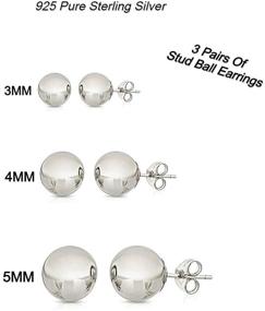 img 2 attached to Sterling Silver 925 Ball Stud Earrings Set of 3-3MM,4MM,5MM by Florence Jewelers