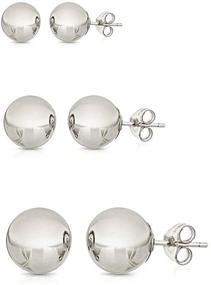 img 4 attached to Sterling Silver 925 Ball Stud Earrings Set of 3-3MM,4MM,5MM by Florence Jewelers