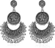 gmail antique ethnic brocade mexican gypsy engraved lotus hook dangle earrings for women & girls logo