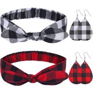 🎀 retro plaid headbands & plaid faux leather earrings set - vintage christmas accessories for girls and women logo