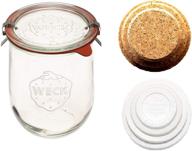 🍞 weck tulip jars - large glass jars for sourdough - starter jar with glass lid - 1 liter capacity - includes cork lid & keep fresh cover логотип