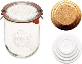 img 4 attached to 🍞 Weck Tulip Jars - Large Glass Jars for Sourdough - Starter Jar with Glass Lid - 1 Liter Capacity - Includes Cork Lid & Keep Fresh Cover