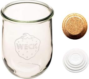 img 2 attached to 🍞 Weck Tulip Jars - Large Glass Jars for Sourdough - Starter Jar with Glass Lid - 1 Liter Capacity - Includes Cork Lid & Keep Fresh Cover