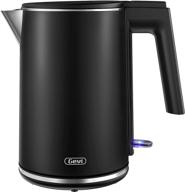 🔥 gevi 1.0l double wall stainless steel electric kettle - cool touch & cordless tea kettle with overheating protection, 1500w hot water boiler (bpa-free) - led indicator, black логотип