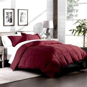 img 2 attached to 🛏️ Ultra Soft 1200 Series 7 Piece Goose Down Comforter Set - Hypoallergenic Over-Size King, Burgundy