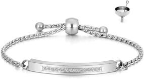 img 4 attached to 📿 Jovivi Stainless Steel Tube Bar Urn Bracelet for Ashes: Customizable Keepsake Locket Jewelry with Filler Kit and Gift Box