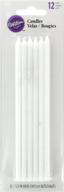 🎂 wilton w2811773 birthday candles: 5.875-inch white candles in a 12-pack logo