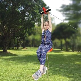 img 3 attached to 🪢 CTSC 95ft Zipline Kit with Stainless Steel Brake and Seat - Backyard Entertainment Equipment, Fun Zip Line Kit for Kids and Adults