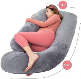 img 2 attached to 😴 AS AWESLING 60in Full Body Pillow: Ideal Nursing, Maternity, and Pregnancy Support Pillow with Removable Cover (Dark Grey)