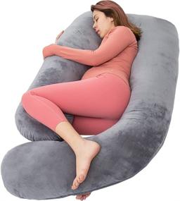 img 4 attached to 😴 AS AWESLING 60in Full Body Pillow: Ideal Nursing, Maternity, and Pregnancy Support Pillow with Removable Cover (Dark Grey)